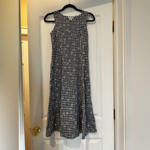 navy blue checkered butterfly dress
